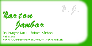 marton jambor business card